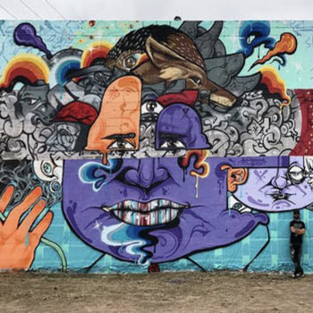 mural of scrambled face