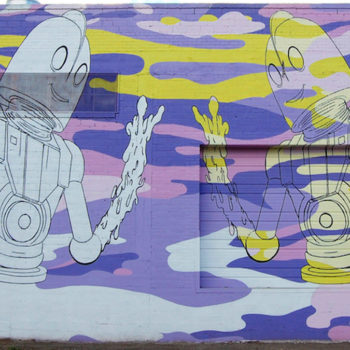 robot peace in a mural