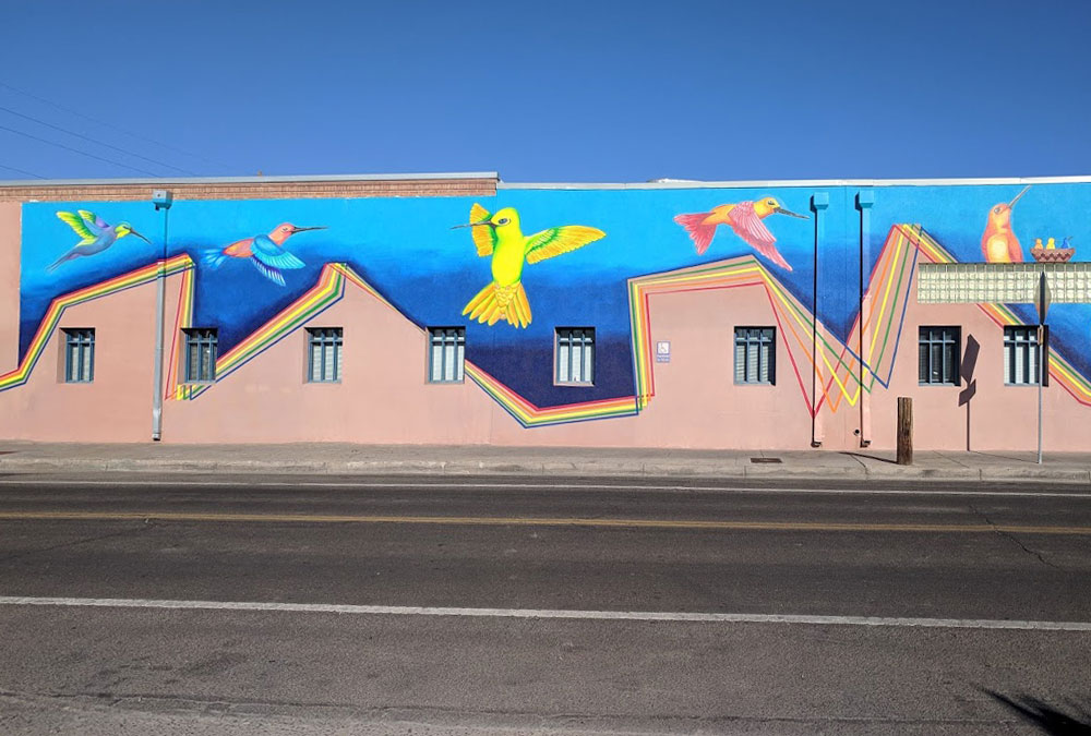 mural of bird dance over house design