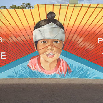 mural of little ninja on line designs