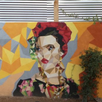 cubist style woman with flowers in her hair