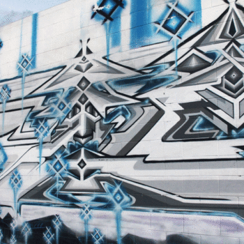 mural of ice man in fractals