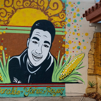 mural of boy with corn