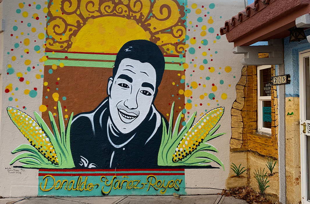 mural of boy with corn