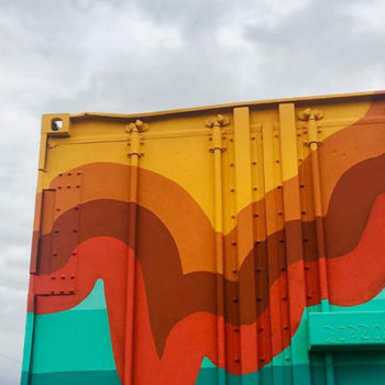 puffed line mural and sky