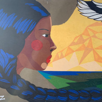 mural of woman with braided hair