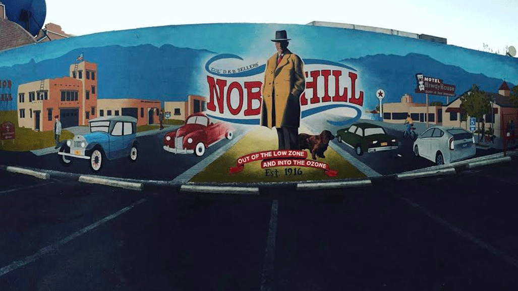 mural of mysterious man centered in nobb hill
