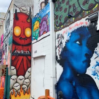 Various murals in alley